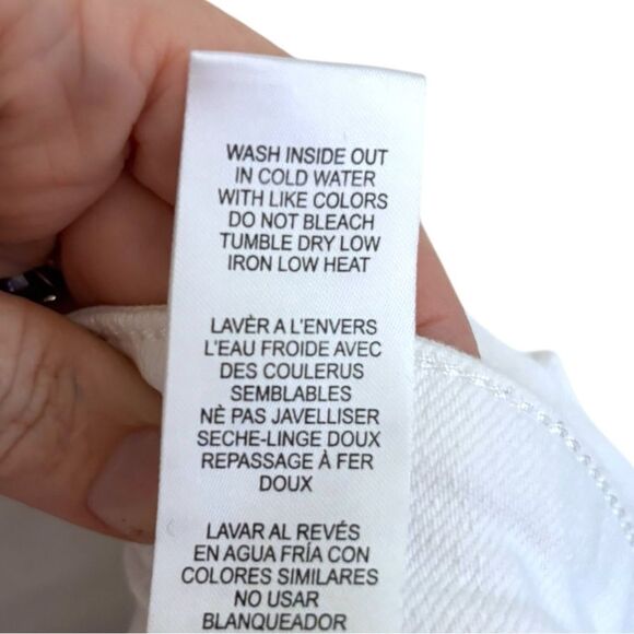 Good American Women's White Bombshell Denim Short Frayed Asymmetric Hem sz 10 - Picture 6 of 6